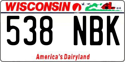 WI license plate 538NBK