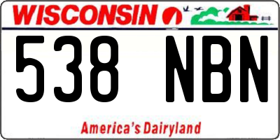 WI license plate 538NBN