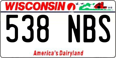 WI license plate 538NBS