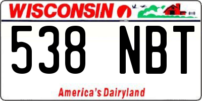 WI license plate 538NBT