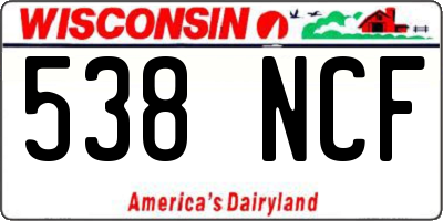 WI license plate 538NCF