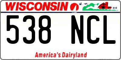 WI license plate 538NCL