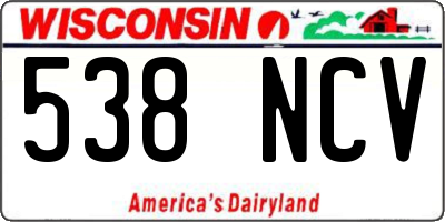 WI license plate 538NCV