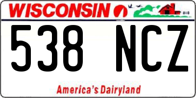 WI license plate 538NCZ
