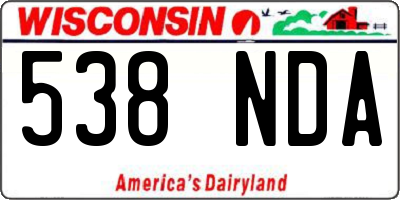 WI license plate 538NDA