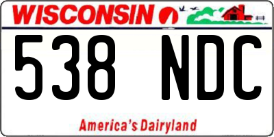 WI license plate 538NDC