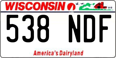 WI license plate 538NDF