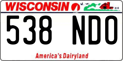 WI license plate 538NDO