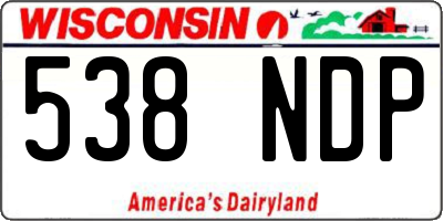 WI license plate 538NDP