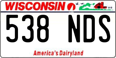 WI license plate 538NDS