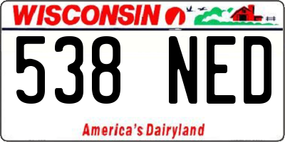 WI license plate 538NED
