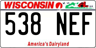 WI license plate 538NEF