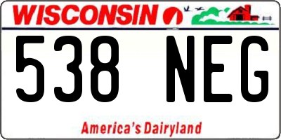 WI license plate 538NEG