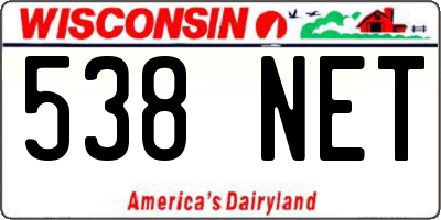 WI license plate 538NET