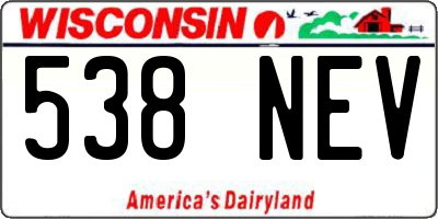 WI license plate 538NEV