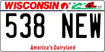 WI license plate 538NEW