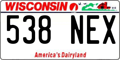 WI license plate 538NEX