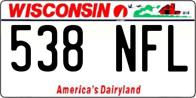 WI license plate 538NFL