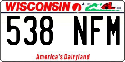 WI license plate 538NFM