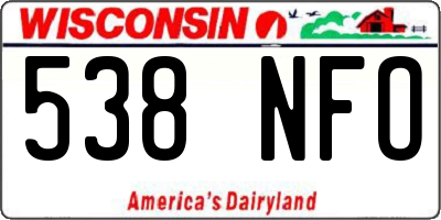 WI license plate 538NFO