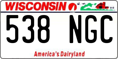 WI license plate 538NGC