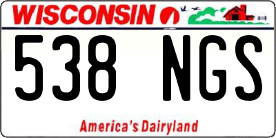WI license plate 538NGS