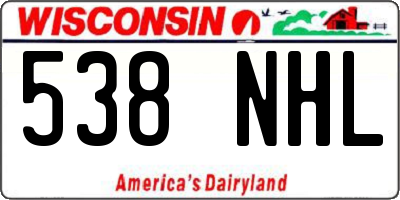 WI license plate 538NHL
