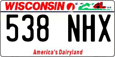 WI license plate 538NHX