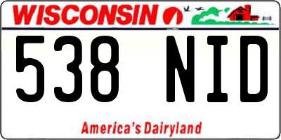 WI license plate 538NID