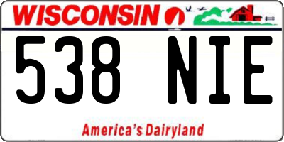WI license plate 538NIE