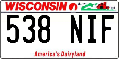 WI license plate 538NIF