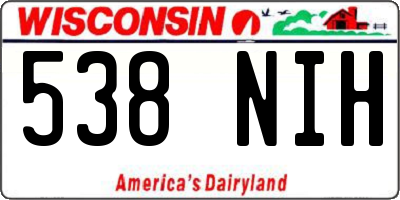 WI license plate 538NIH