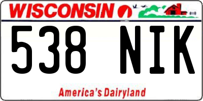 WI license plate 538NIK