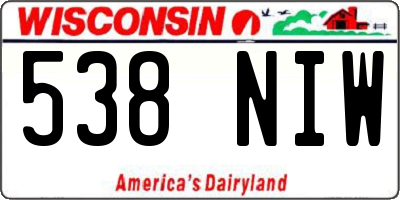 WI license plate 538NIW