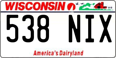 WI license plate 538NIX