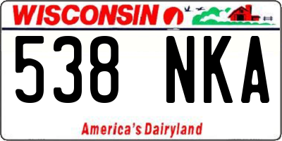 WI license plate 538NKA