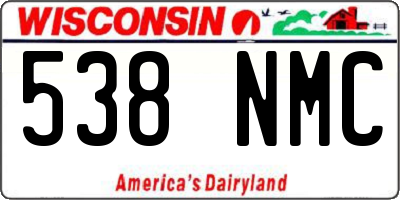 WI license plate 538NMC