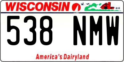 WI license plate 538NMW