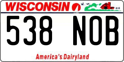 WI license plate 538NOB