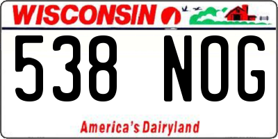 WI license plate 538NOG