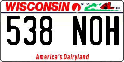 WI license plate 538NOH
