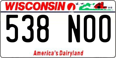 WI license plate 538NOO