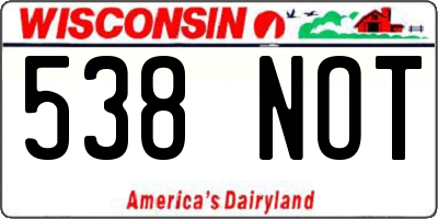 WI license plate 538NOT