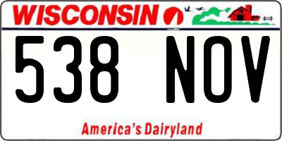 WI license plate 538NOV