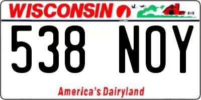 WI license plate 538NOY