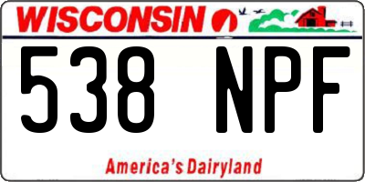 WI license plate 538NPF
