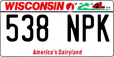 WI license plate 538NPK