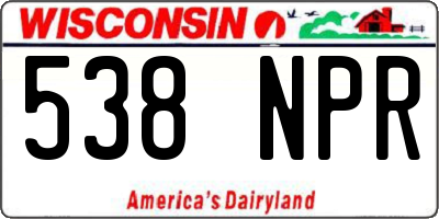 WI license plate 538NPR