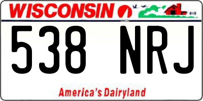 WI license plate 538NRJ