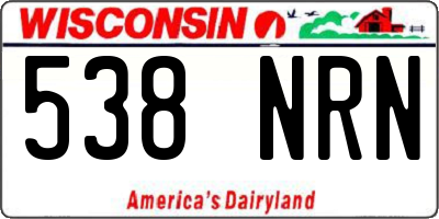 WI license plate 538NRN
